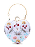 Love Velvet Floral Embroidered Heart shaped Clutch