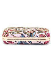 Adorn Printed Satin Floral Embellished Clutch