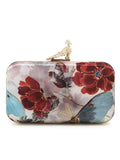 Adorn Printed Embellished Satin Clutch