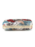 Adorn Printed Embellished Satin Clutch