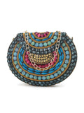 Mosaic Embellished Metal Clutch