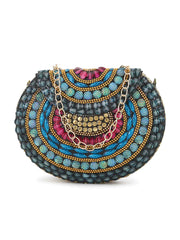Mosaic Embellished Metal Clutch