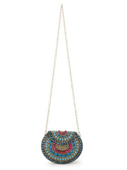 Mosaic Embellished Metal Clutch