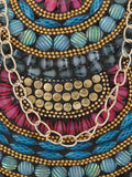 Mosaic Embellished Metal Clutch