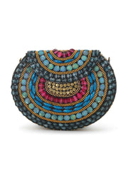 Mosaic Embellished Metal Clutch