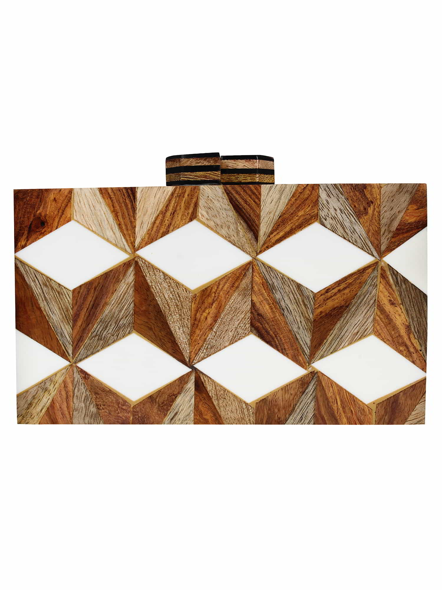 Balk Geometric Wooden Clutch