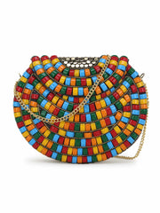 Jewel Metal Mosaic Box Clutch