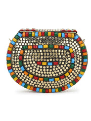Jewel Metal Mosaic Box Clutch