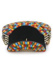 Jewel Metal Mosaic Box Clutch