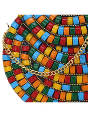 Jewel Metal Mosaic Box Clutch