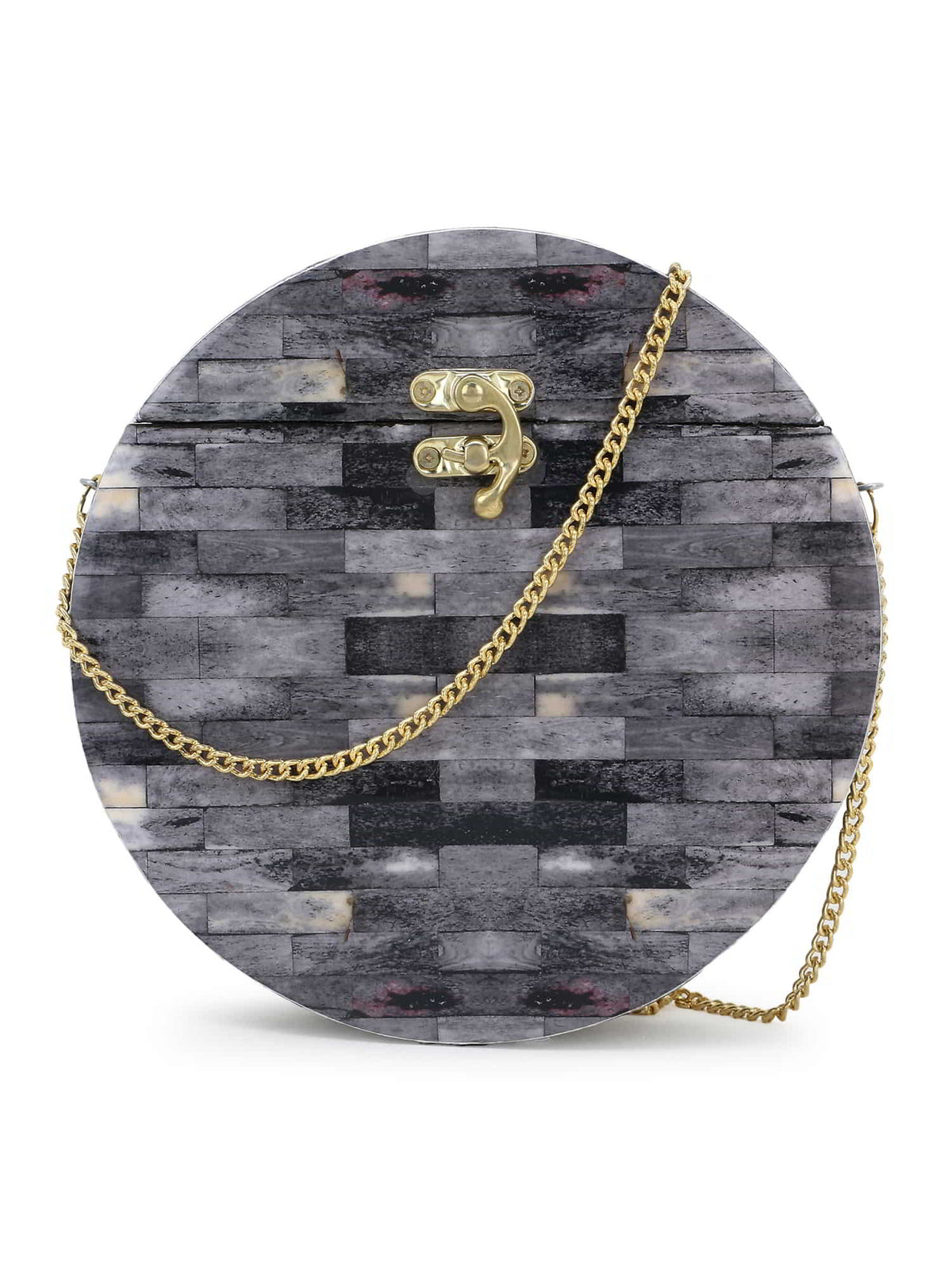 Gala Wood & Resin Printed Box Clutch