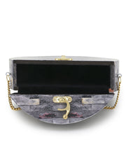 Gala Wood & Resin Printed Box Clutch