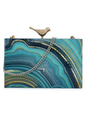 Balk Wood & Resin Marble Printed Box Clutch