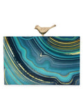 Balk Wood & Resin Marble Printed Box Clutch