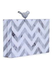Balk Wood & Resin Chevron Printed Box Clutch