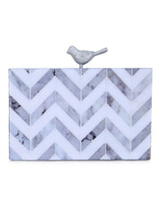 Balk Wood & Resin Chevron Printed Box Clutch