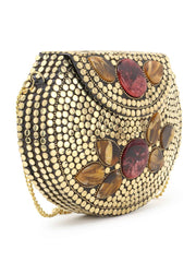 Mosaic Metal & Stones Embellished Clutch