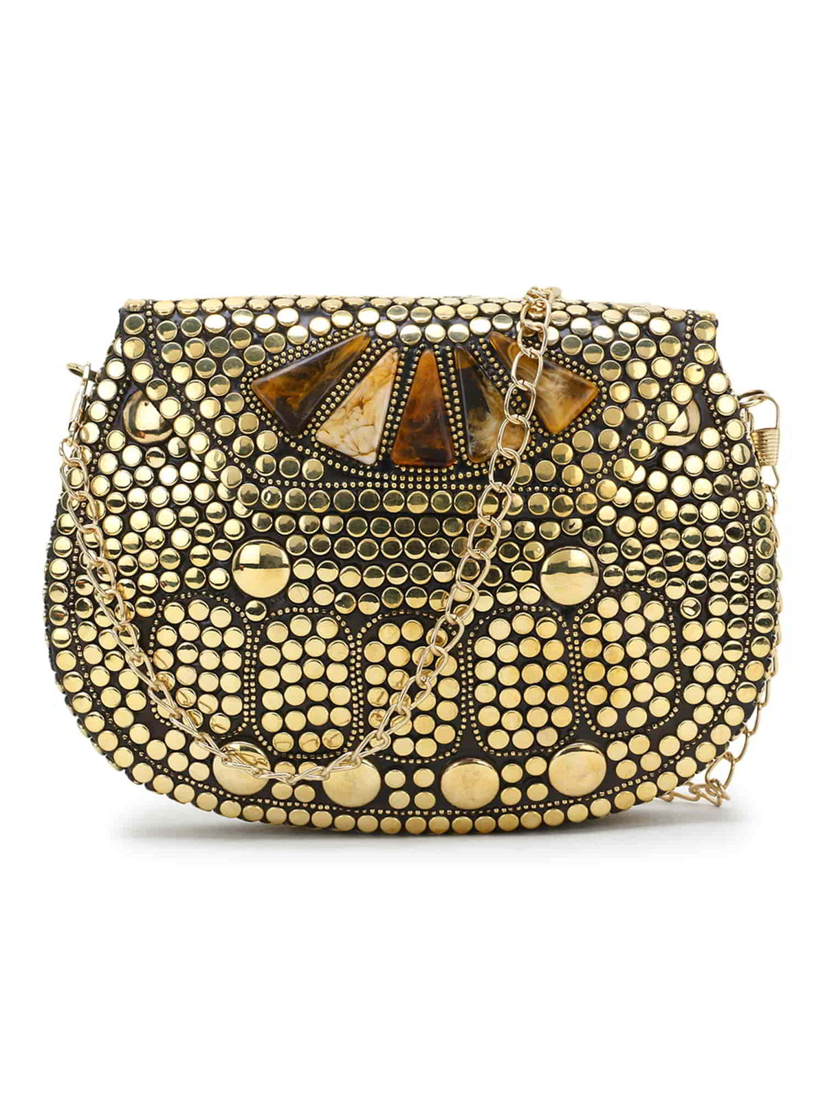 Mosaic Metal Clutch with Stone Work