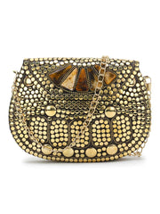 Mosaic Metal Clutch with Stone Work