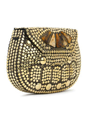 Mosaic Metal Clutch with Stone Work