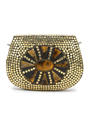 Mosaic Metal Clutch with Stone Work