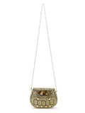Mosaic Metal Clutch with Stone Work