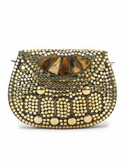 Mosaic Metal Clutch with Stone Work