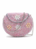 Mosaic Metal Floral Beaded Clutch