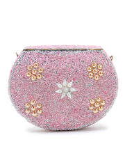 Mosaic Metal Floral Beaded Clutch