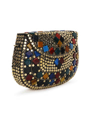 Mosaic Mosaic Embellished Metal Clutch