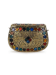 Mosaic Mosaic Embellished Metal Clutch