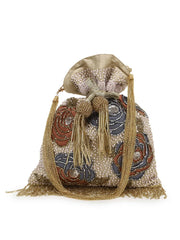Dangle Faux Silk Floral Embellished Potli
