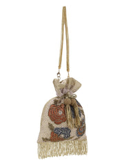 Dangle Faux Silk Floral Embellished Potli