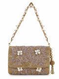 Coffer Faux Silk Floral Embellished Clutch