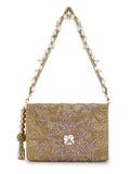 Coffer Faux Silk Floral Embellished Clutch