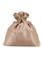 Dangle Embellished Satin Potli