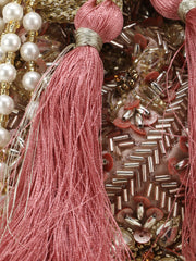 Dangle Embellished Satin Potli