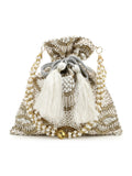Dangle Embellished Satin Potli