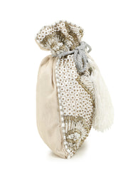 Dangle Embellished Satin Potli