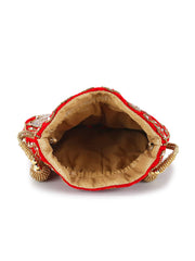 Dangle Velvet Floral Embellished Potli