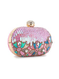 Adorn Velvet Floral Embellished Clutch