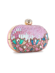 Adorn Velvet Floral Embellished Clutch