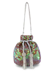 Dangle Faux Silk Sequined Potli