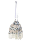 Dangle Faux Silk Chevron Embellished Potli