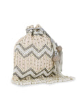 Dangle Faux Silk Chevron Embellished Potli