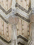 Dangle Faux Silk Chevron Embellished Potli