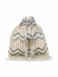 Dangle Faux Silk Chevron Embellished Potli