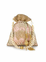 Dangle Satin Floral Embellished Potli