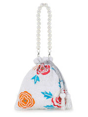 Dangle Velvet Floral Embellished Potli
