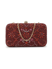 Adorn Abstract Embellsihed Faux Silk Clutch